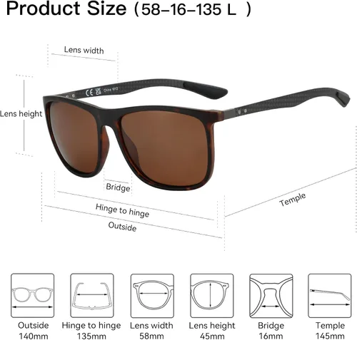 Vista 8 de ZENOTTIC Gafas de sol polarizadas para hombres y mujeres, 100% protección UV400