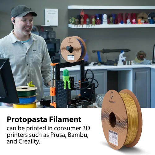 Vista 6 de Protopasta Filamento para Impresora 3D Filamento PLA 1.75mm Oro Polvo de Brillo HT PLA Carrete de 500g