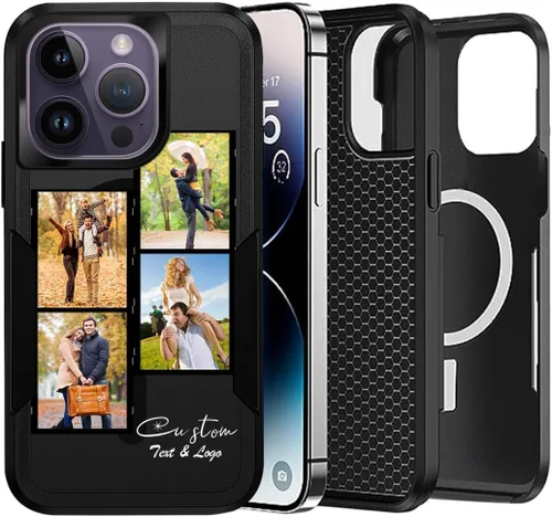 Vista 11 de Funda magnética personalizada para iPhone 17 Air 16 15 14 Pro Max Plus 13 12 11, personaliza el nombre del texto de la foto y imagen, imanes fuertes