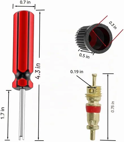 Vista 4 de 5 Piezas Herramienta de Extracción de Núcleo de Válvula, Herramienta de Extracción e Instalación de Carrete, 5 Núcleos/Carretes de Vástago