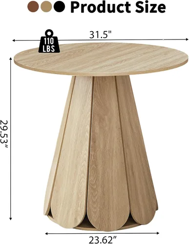 Vista 9 de Mesa de comedor redonda pequeña de 31.5 pulgadas, mesa de cocina moderna para 2 a 4 personas, mesas de comedor redondas de madera de granja con base