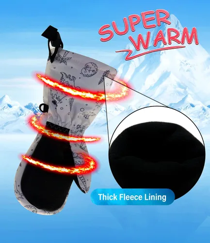 Vista 2 de Duoyeree Guantes impermeables para niños con forro polar para niños y niñas invierno nieve y esquí gruesos aislados para clima frío