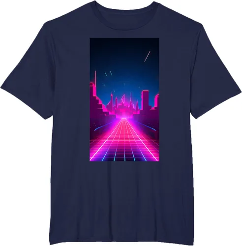 Vista 12 de Camiseta Retrowave Street 80s Vaporwave Synthwave, Negro -, Pequeña