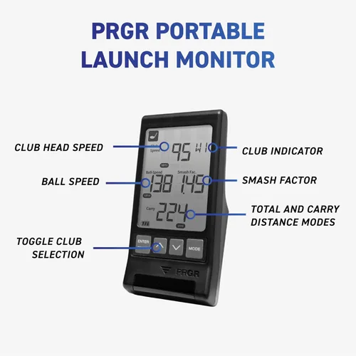 Vista 6 de PRGR Monitor de lanzamiento de golf portátil HS 130-A El radar Doppler mide la velocidad del palo y la pelota, Smash Factor, distancia total