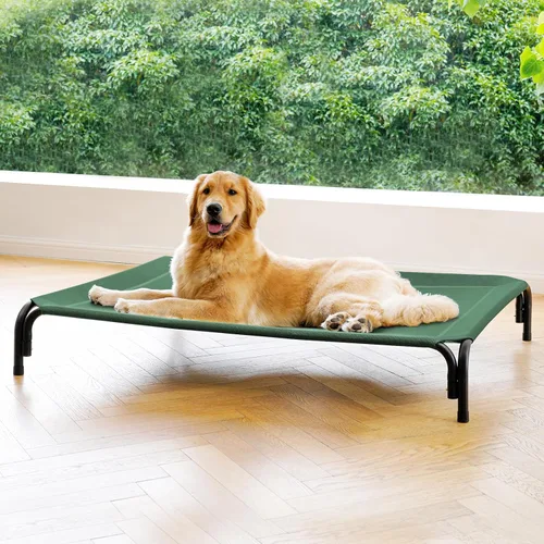 Vista 12 de Cama Elevada para Perros Catre Elevado para Perros al Aire Libre para Perros Medianos, la Instalación No Requiere Herramientas, Marco con Malla
