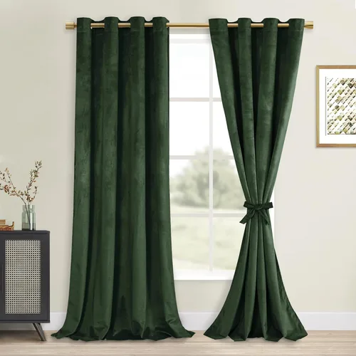 Vista 45 de DWCN - Juego de 2 paneles de cortina de terciopelo con ojales negros, tratamiento de ventanas con aislamiento térmico, apilables, decoración moderna