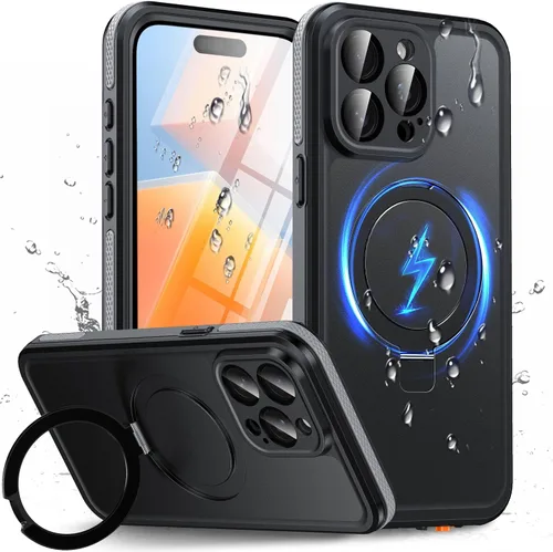 Vista 21 de Oterkin Funda magnética impermeable para iPhone Air con [protector de pantalla integrado] [soporte invisible] [compatible con MagSafe]