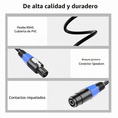 Vista 5 de LanSenSu Cable divisor Speakon, 1 macho a 2 hembras XLR Y Splitter Speakon Cable Splitter Speakon 1 macho a 2 hembras (paquete de 1)
