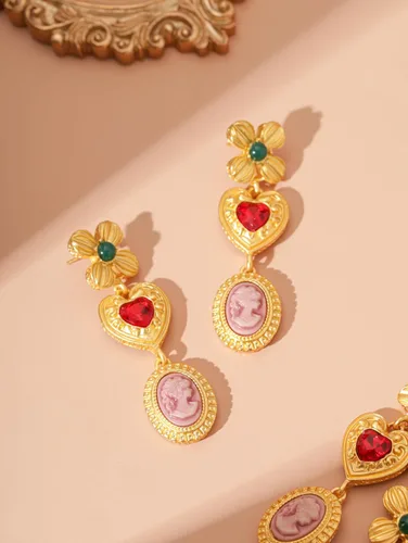 Vista 6 de OJERRY Pendientes colgantes de racimo medievales bizantinos para mujer, accesorios de joyería, regalos románticos geniales para mujeres de 30 años