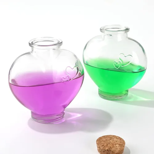 Vista 9 de Magic Season Botellas de vidrio decorativas con tapones de corcho (botellas en forma de corazón de 12 fl oz / 2 piezas)