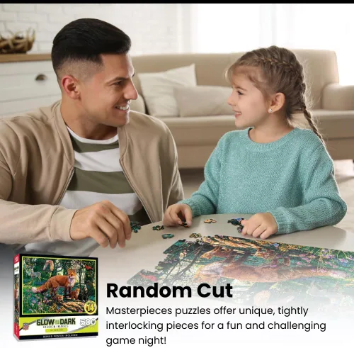 Vista 4 de MasterPieces - Rompecabezas de 500 piezas, brilla en la oscuridad, imágenes ocultas, Corner Market, diversión para adultos, familia, niños, 15" x 21