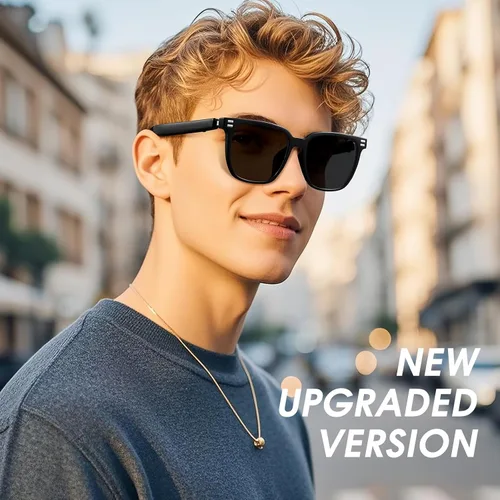 Vista 5 de Lentes inteligentes – Lentes de sol con Bluetooth fotocromáticos y anti luz azul, protección UV, llamadas manos libres y audio, asistente de voz
