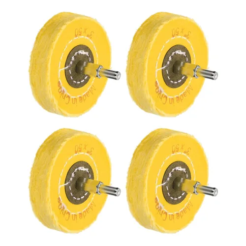 Vista 13 de uxcell Rueda de almohadilla de pulido de 1 pulgada de algodón con mango de 1/8 pulgadas para colector de aluminio, acero inoxidable, cromo blanco