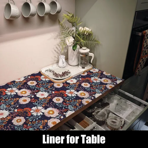 Vista 7 de Forro floral para cajones para cocina, 12 pulgadas x 10 pies Azul marino