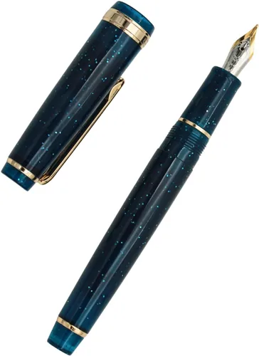 Vista 31 de 82 Pluma estilográfica - Barril de material acrílico, plumín extrafino de iridio con convertidor de tinta, pluma de escritura suave, diseño clásico