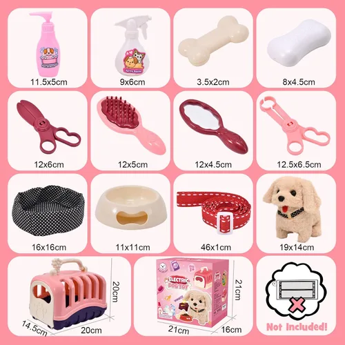 Vista 2 de G.C 13Pcs Dog Toys for Kids Girls, Walking Barking Electronic Interactive Stuffed Dog Plush with Carrier & Accessories Toys Pretend Play Puppy Pet
