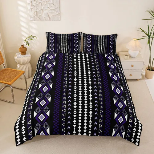 Vista 38 de Erosebridal Bohemian Duvet Cover Twin Country Southwestern Comforter Cover for Kids Teens Boho Aztec Arrows Diamond Bedding Set Black Gray Geometric