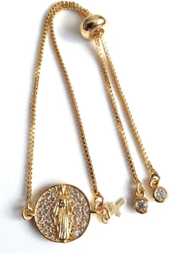Vista 4 de Pulsera de cadena ajustable Nuestra Señora de Gracia Joyería Virgen María