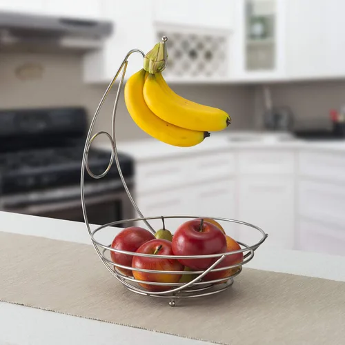 Vista 5 de Home Basics Frutero de níquel satinado con plátano