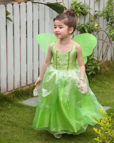 Vista 6 de Princess Tinker Bell Halloween Costume for Girls, Birthday Party Fairy Dress Up, Special Occasion Dress with Wings