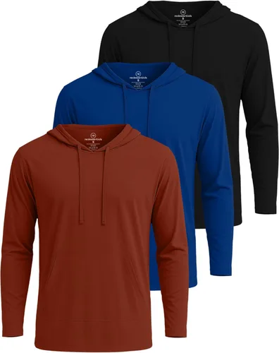 Vista 15 de Real Essentials 3 Pack: Sudaderas con capucha de cordón de algodón para hombre, ligeras y casuales, con bolsillo