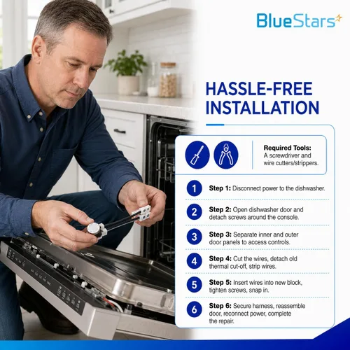 Vista 6 de BlueStars W10258275 Fusible térmico bimetálico para lavavajillas, compatible con lavavajillas Whirlpool Kenmore, instrucciones claras incluidas