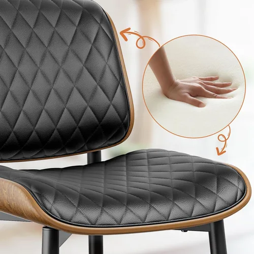 Vista 9 de YaFiti Juego de 2 sillas de comedor, sillas de comedor y cocina modernas de mediados de siglo, sillas tapizadas de piel sintética con diamantes