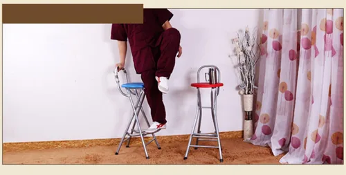 Vista 5 de Taburete de bar plegable de 28 pulgadas con respaldo, taburete plegable portátil Counter Height Foldable Stool,Tall Bar Stools for Outdoor Camping
