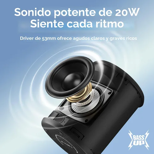 Vista 2 de Altavoz Bluetooth portátil, IPX7 impermeable altavoz inalámbrico con sonido estéreo fuerte de 20 W, tiempo de reproducción de 15 horas y luz RGB