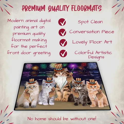Vista 5 de Doggie of the Day Siberian Cats Floor Mat - 4th of July Independence Day - Best Dog Doormat - Protector Decor - Unique Portrait Art - Premium