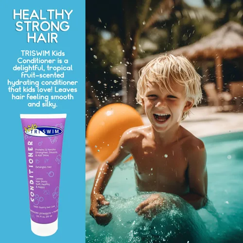 Vista 2 de TRISWIM Acondicionador perfumado para niños, cuidado del cabello después del nadador, eliminación de cloro, desenreda, caspa y alivio del cuero