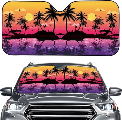 Vista 17 de Talayituse Parasol para parabrisas de automóvil, diseño de gato divertido 3D, ajuste universal, para automóvil, camión, SUV, bloquea el sol