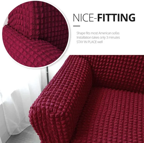 Vista 3 de NICEEC - Funda de sillón, 1 pieza, fácil de ajustar, universal, alta elasticidad, duradera, protector de muebles con faldón, estilo campestre