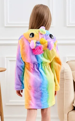 Vista 3 de Doctor Unicorn Bata de baño suave con capucha de unicornio - Regalos de unicornio para niñas