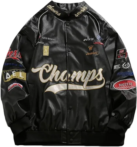 Vista 2 de Aelfric Eden Chaqueta universitaria con estampado de amor y letras para hombre, chaqueta de béisbol con gráficos vintage, unisex, ropa de calle