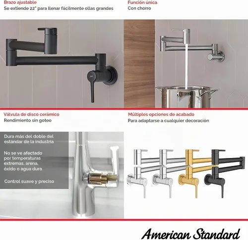 Vista 3 de American Standard 4803900.002 Studio S - Llenadora de pared cromada Cromo