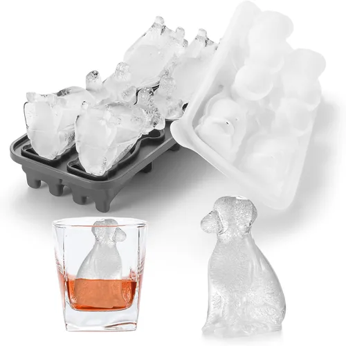 Vista 9 de Nax Caki Bulldog Gifts - Molde para cubitos de hielo 3D Bulldog con formas divertidas, molde de hielo grande de 2.4 pulgadas, bandejas de cubitos