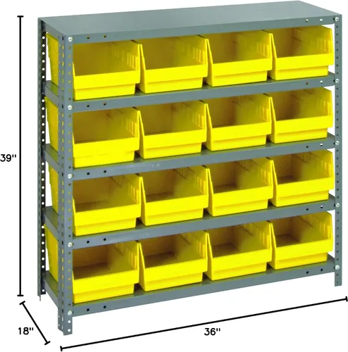 Vista 602 de Quantum QSBU-245BK Heavy Duty Shelving Unit with (7) Shelves and (24) QUS245 Black Bins for Garage Warehouse Storage Distribution 400 lb Load