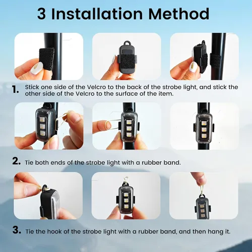 Vista 8 de 4 PCS Luces Estroboscópicas LED Inalámbricas con Control Remoto, 8 Colores USB C Recargables Luces de Emergencia Intermitentes para Automóvil