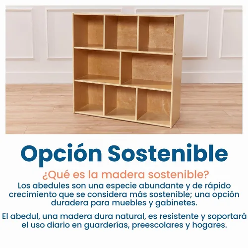 Vista 8 de ECR4Kids Streamline - Armario de almacenamiento de 8 compartimentos, 36 pulgadas, muebles de aula, natural