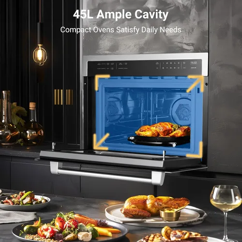 Vista 6 de AAOBOSI 24 Inch Built-in Microwave Convection Oven, 1.6 Cu.Ft Wall Microwave Air Fryer Combo, 1000W, Sensor Cook & Auto Menu, 12 Cooking Modes, Drop