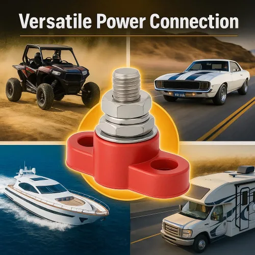 Vista 5 de MGI SpeedWare Poste de Conexión de Energía con Perno de 1/4" para Conexiones de Accesorios de Baterías Automotrices y Marinas de 12V 24V, 160 AMP