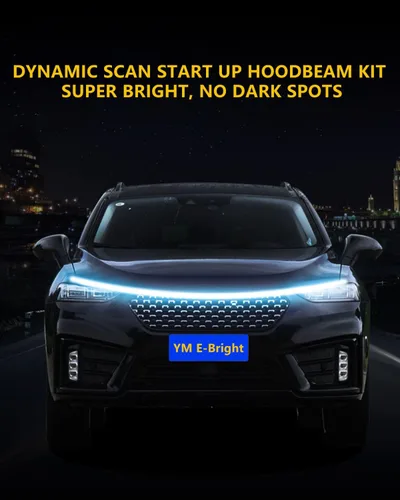 Vista 5 de YM E-Bright Tira de luz LED para capó exterior, impermeable, flexible, DRL, dinámico, para arranque, luces de circulación diurna para automóvil