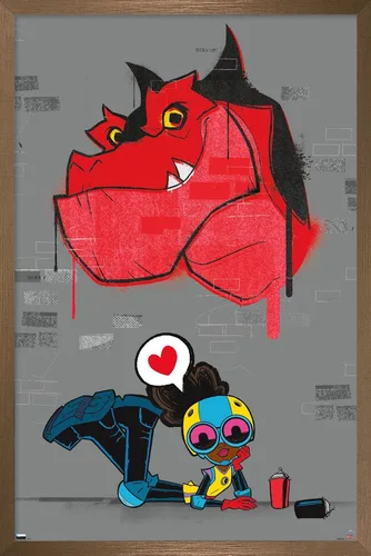 Vista 16 de Trends International Marvel's Moon Girl & Devil Dinosaur - Póster de pared, 22.4 pulgadas de largo x 14.7 pulgadas, versión enmarcada de madera