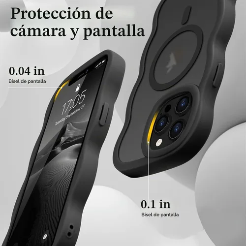 Vista 5 de Pepmune - Funda para iPhone 12 Pro Max con marco ondulado y estructura rígida, color mate claro, cubierta trasera unisex, compatible con Magsafe