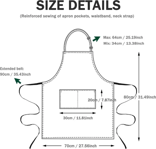 Vista 2 de Paquete de 4 delantales negros impermeables, delantales ajustables con 2 bolsillos para hombres y mujeres, delantal de trabajo profesional