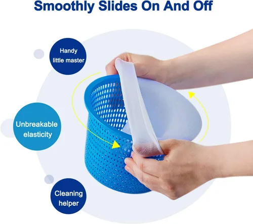 Vista 5 de Paquete de 100 calcetines de piscina para filtros de piscina, filtros de cestas y desnatadores para filtrar desechos y hojas, sistema de filtro