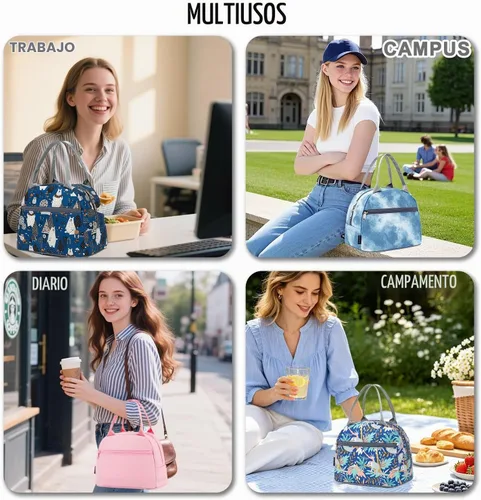 Vista 7 de Bolsa de almuerzo aislada FlowFly - Bolsa de asas organizadora para mujeres/hombres, Alpaca