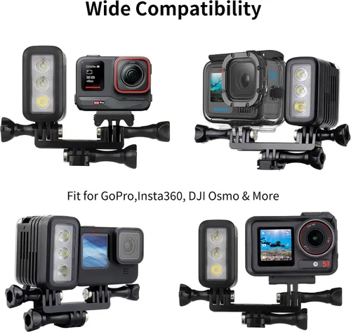 Vista 3 de SOONSUN Luz de buceo impermeable 450LM para GoPro Hero 13 12 11 10 9 Negro