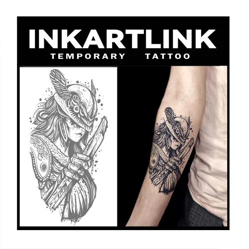 Vista 9 de INKARTLINK Tattoo Tech, 2 hojas de tatuaje semipermanente mediano, tatuajes temporales de diseño artístico para adultos, dura 1-2 semanas